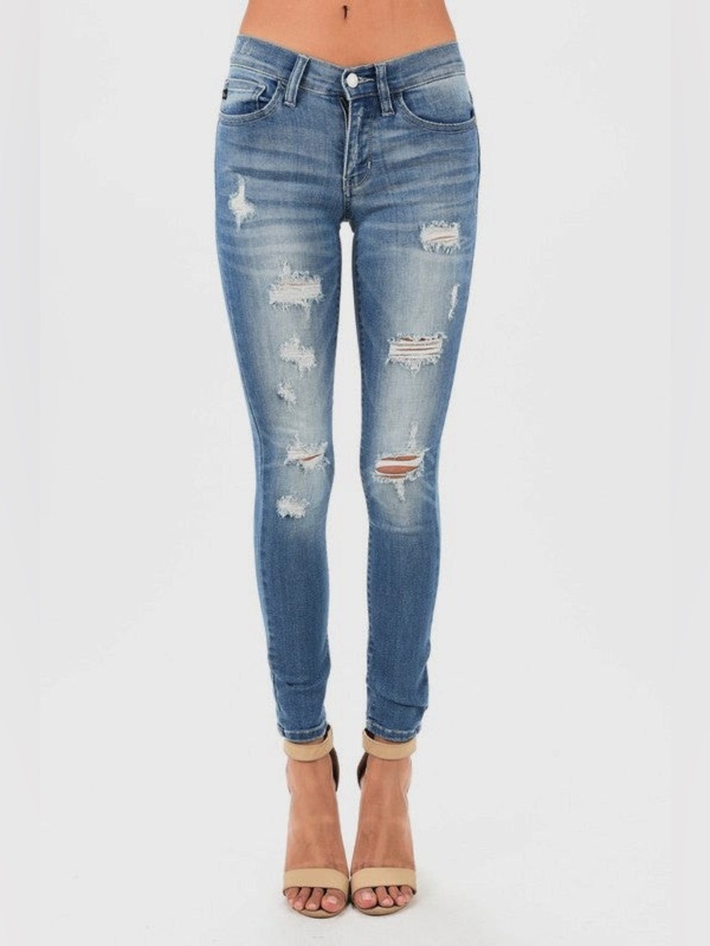 Judy Blue “Boyfriend Fit” Distressed And Destroyed High Rise Jeans Size 5